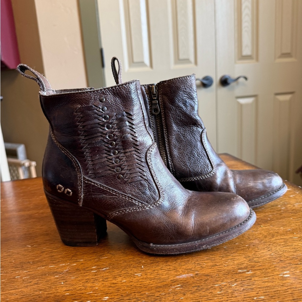 Bed Stu Dark Brown Leather Ankle Boots